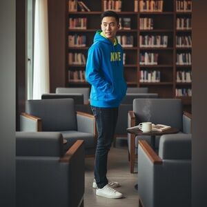 Nike Bright Blue Hoodie with Yellow Highlights